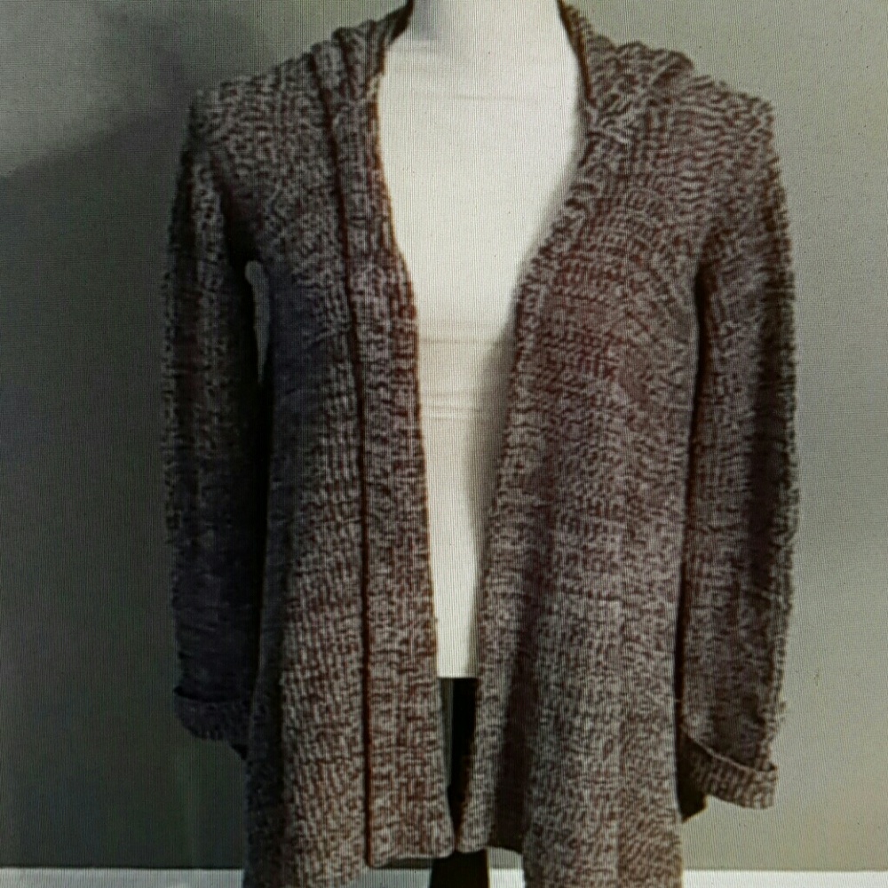 Dots Hooded Open Cardigan Sweater Size Medium